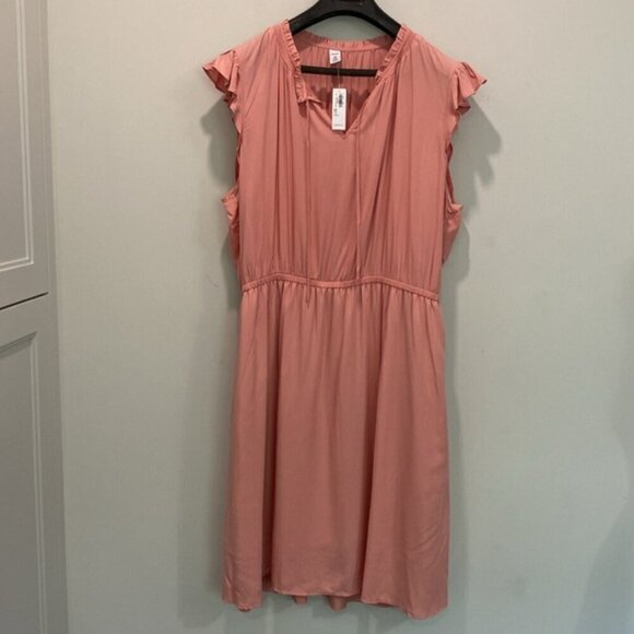 OLD NAVY Waist-Defined Crinkle-Chiffon Ruffle-Sleeve Dress  XXL tall - Picture 2 of 14